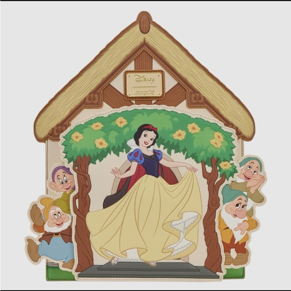 Disney Loungefly Snow White Cottage backpack – Yellow, Blue, Red, Green NWT